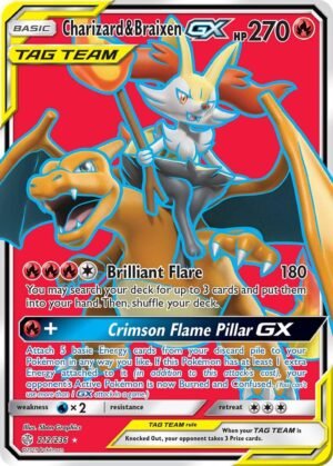 Pokémon TCG Charizard & Braixen GX 212/236 SM12: Cosmic Eclipse UR Holo Ungraded