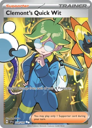 Pokémon TCG Clemont's Quick Wit 229/191 SV08: Surging Sparks UR Full Art Ungraded