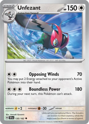 Pokémon TCG SV5: Temporal Forces 135/162 Unfezant Uncommon Ungraded