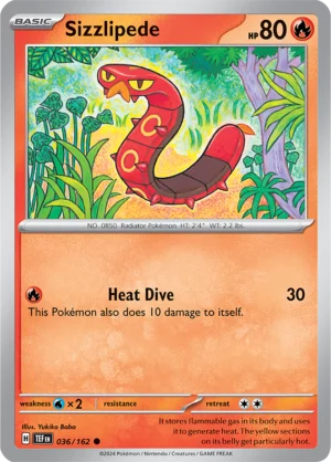 Pokémon TCG SV5: Temporal Forces 036/162 Sizzlipede Common Ungraded