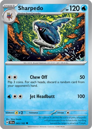 Pokémon TCG SV5: Temporal Forces 043/162 Sharpedo Uncommon Ungraded