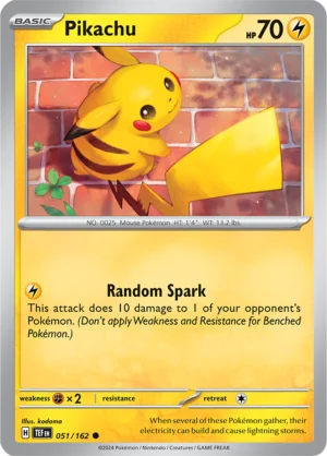 Pokémon TCG SV5: Temporal Forces 051/162 Pikachu Common Ungraded