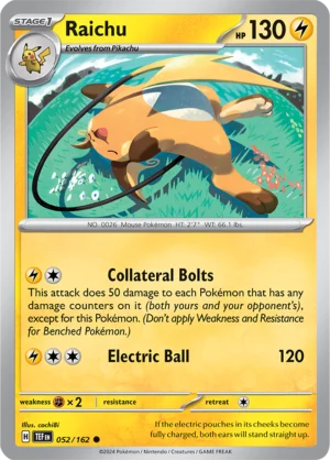 Pokémon TCG SV5: Temporal Forces 052/162 Raichu Common Ungraded