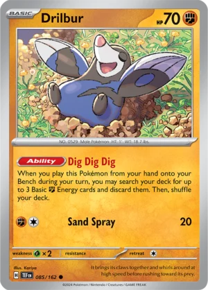 Pokémon TCG SV5: Temporal Forces 085/162 Drilbur Common Ungraded