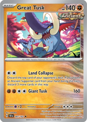 Pokémon TCG SV5: Temporal Forces 097/162 Great Tusk Uncommon Ungraded