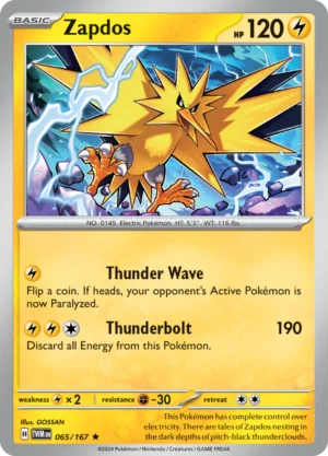 Pokémon TCG SV6: Twilight Masquerade 065/167 Zapdos Rare Ungraded