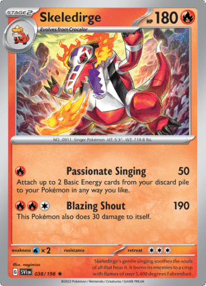 Pokémon TCG SV1: Scarlet & Violet Base 038/198 Skeledirge Rare Ungraded