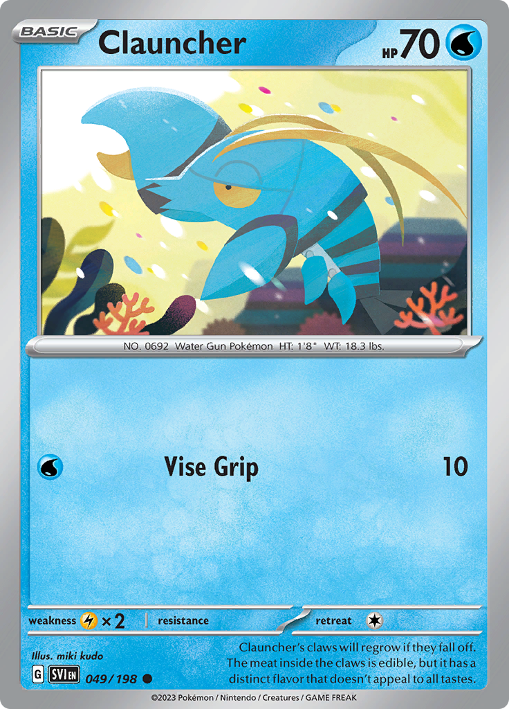 Pokémon TCG SV1: Scarlet & Violet Base 049/198 Clauncher Common Ungraded