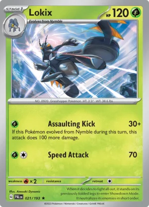 Pokémon TCG SV2: Paldea Evolved 021/193 Lokix Rare Ungraded