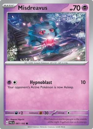 Pokémon TCG SV2: Paldea Evolved 087/193 Misdreavus Common Ungraded