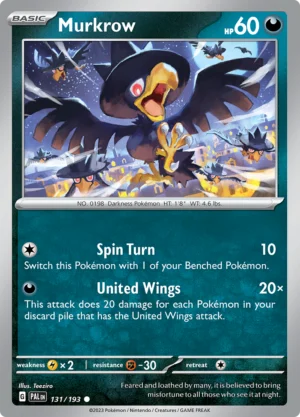 Pokémon TCG SV2: Paldea Evolved 131/193 Murkrow Common Ungraded