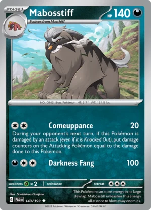 Pokémon TCG SV2: Paldea Evolved 143/193 Mabosstiff Uncommon Ungraded