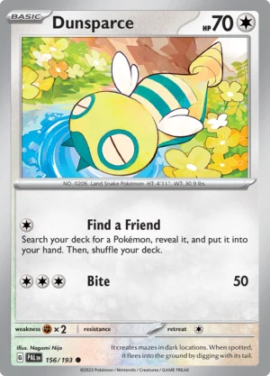 Pokémon TCG SV2: Paldea Evolved 156/193 Dunsparce Common Ungraded