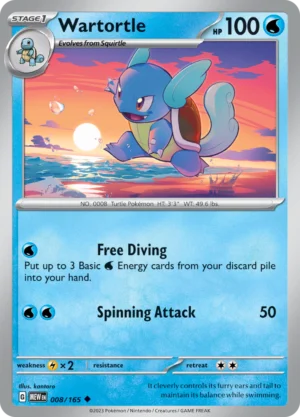 Pokémon TCG SV: Scarlet & Violet 151 008/165 Wartortle Uncommon Ungraded