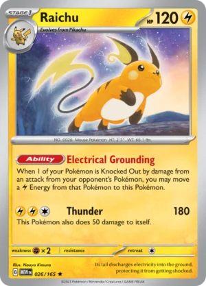 Pokémon TCG SV: Scarlet & Violet 151 026/165 Raichu Rare Ungraded