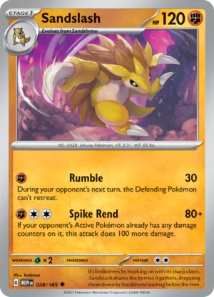 Pokémon TCG SV: Scarlet & Violet 151 028/165 Sandslash Uncommon Ungraded