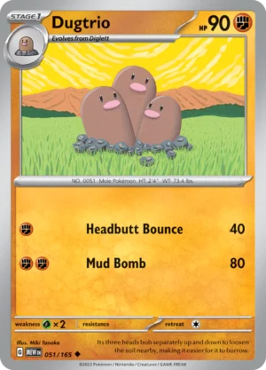 Pokémon TCG SV: Scarlet & Violet 151 051/165 Dugtrio Uncommon Ungraded