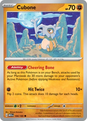 Pokémon TCG SV: Scarlet & Violet 151 104/165 Cubone Common Ungraded