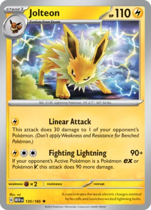 Pokémon TCG SV: Scarlet & Violet 151 135/165 Jolteon Rare Ungraded