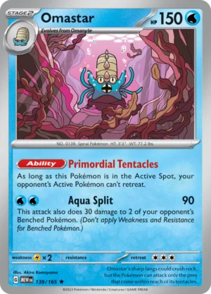 Pokémon TCG SV: Scarlet & Violet 151 139/165 Omastar Rare Ungraded