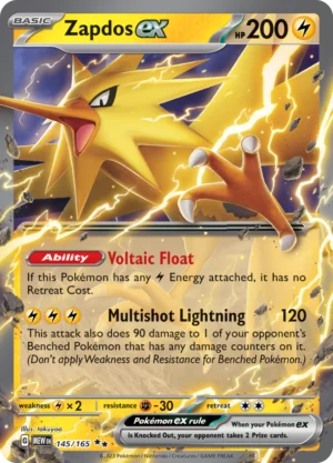 Pokémon TCG SV: Scarlet & Violet 151 145/165 Zapdos ex Double Rare Ungraded