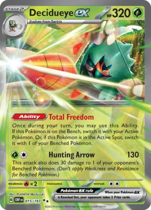 Pokémon TCG SV3: Obsidian Flames 015/197 Decidueye ex Double Rare Ungraded