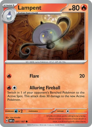 Pokémon TCG SV3: Obsidian Flames 037/197 Lampent Common Ungraded