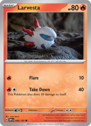 Pokémon TCG SV3: Obsidian Flames 040/197 Larvesta Common Ungraded