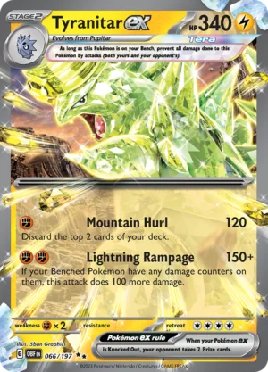 Pokémon TCG SV3: Obsidian Flames 066/197 Tyranitar ex Double Rare Ungraded