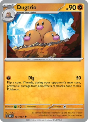 Pokémon TCG SV3: Obsidian Flames 104/197 Dugtrio Uncommon Ungraded