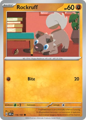 Pokémon TCG SV3: Obsidian Flames 116/197 Rockruff Common Ungraded