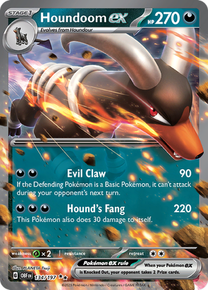 Pokémon TCG SV3: Obsidian Flames 134/197 Houndoom ex Double Rare Ungraded