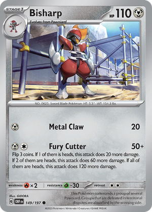 Pokémon TCG SV3: Obsidian Flames 149/197 Bisharp Common Ungraded