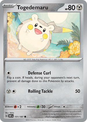 Pokémon TCG SV3: Obsidian Flames 151/197 Togedemaru Common Ungraded
