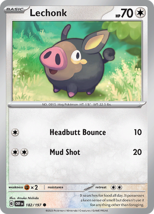 Pokémon TCG SV3: Obsidian Flames 182/197 Lechonk Common Ungraded