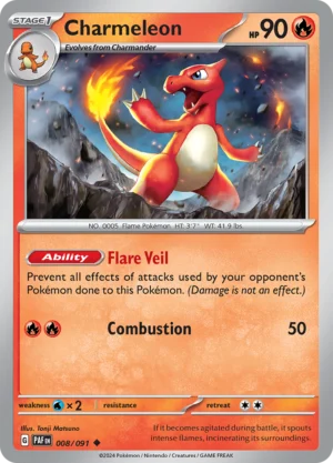 Pokémon TCG SV: Paldean Fates 008/091 Charmeleon Uncommon Ungraded