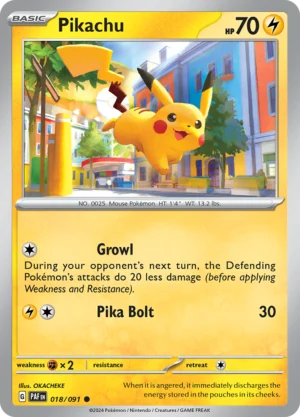 Pokémon TCG SV: Paldean Fates 018/091 Pikachu Common Ungraded