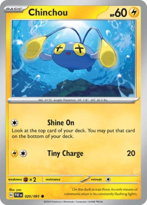 Pokémon TCG SV: Paldean Fates 020/091 Chinchou Common Ungraded