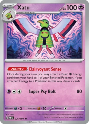 Pokémon TCG SV: Paldean Fates 026/091 Xatu Rare Ungraded