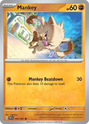 Pokémon TCG SV: Paldean Fates 045/091 Mankey Common Ungraded