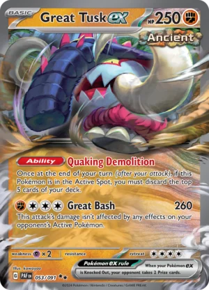 Pokémon TCG SV: Paldean Fates 053/091 Great Tusk ex Double Rare Ungraded