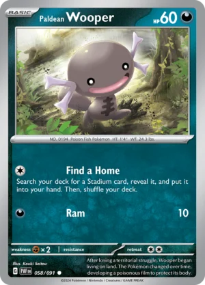 Pokémon TCG SV: Paldean Fates 058/091 Paldean Wooper Common Ungraded