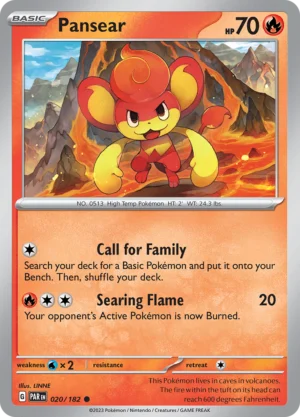 Pokémon TCG SV4: Paradox Rift 020/182 Pansear Common Ungraded