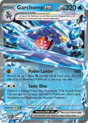 Pokémon TCG SV4: Paradox Rift 038/182 Garchomp ex Double Rare Ungraded
