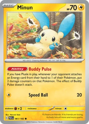 Pokémon TCG SV4: Paradox Rift 061/182 Minun Common Ungraded