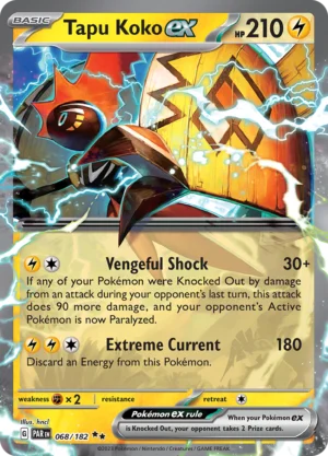 Pokémon TCG SV4: Paradox Rift 068/182 Tapu Koko ex Double Rare Ungraded