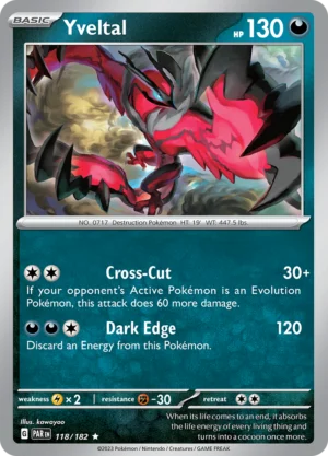 Pokémon TCG SV4: Paradox Rift 118/182 Yveltal Rare Ungraded