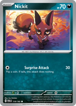 Pokémon TCG SV4: Paradox Rift 119/182 Nickit Common Ungraded