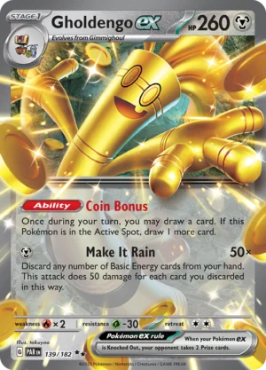 Pokémon TCG SV4: Paradox Rift 139/182 Gholdengo ex Double Rare Ungraded