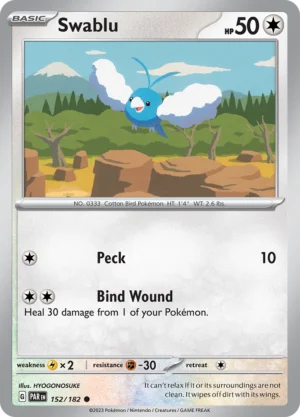 Pokémon TCG SV4: Paradox Rift 152/182 Swablu Common Ungraded